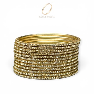 Juego de Brazaletes de Moda Premium en Tono Dorado Real, Acero Inoxidable, Antideslustre, Chapado en Oro, Diseño de Cristal, para Bodas, Precio al por Mayor - Product Image 4