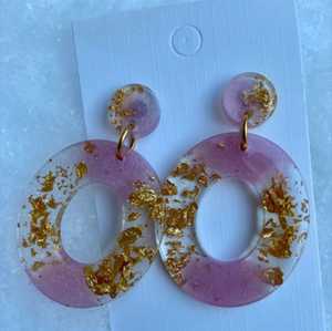 Gold Flake <b>Resin</b> Natural Pearl Drop Earrings Women's Vintage Style Round Dangle Party Jewelry Gold Plated Hooks Fashion - Product Image 5