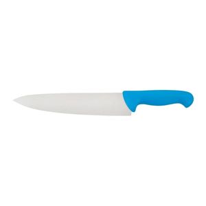 Cuchillos de cocina Blue Grip con hoja plateada de filo recto, mango contorneado y protección para los dedos para cortar verduras y preparar comidas - Product Image 1