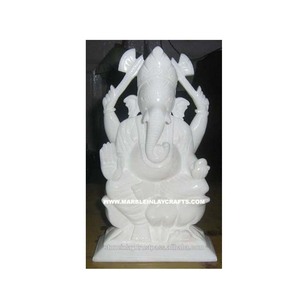 Estatua de Ganesha de mármol blanco polaco Makarana puro, hecha a mano, de alta calidad, con superficie brillante. Producto nuevo para la adoración. - Product Image 2