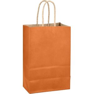 Sacchetti Regalo Classici in Carta Arancione Tinta Unita con Manici, Confezione da 24 Pezzi, 21x15x8 cm, Sacchetti per Bomboniere - Product Image 3