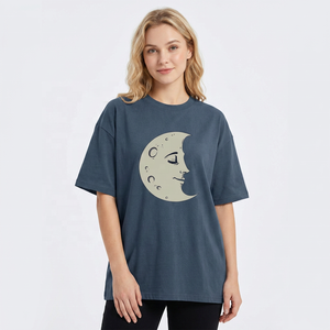 เสื้อยืดแขนสั้นผู้ชายพิมพ์ลายหน้าพระจันทร์ ทรงปกติ คอกลม ลำลอง ผ้าฝ้ายเจอร์ซีย์ 100% ระบายอากาศได้ดี โลโก้ด้านหน้า - Product Image 6