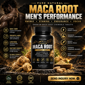Complément alimentaire Halal à l'extrait de racine de Maca Elma Food, 60 comprimés à croquer, soutien énergétique pour hommes, métabolisme, circulation, GMP HACCP - Product Image 1