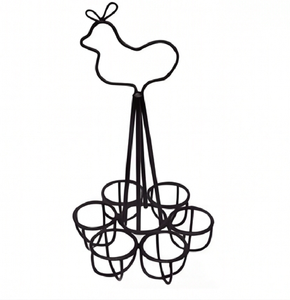 Elegante Porta Huevos con Diseño de Gallina en Metal con Recubrimiento en Polvo Negro, Perfecto para un Moderno Almacenamiento y Organización de Cocina de Dos Niveles - Product Image 1