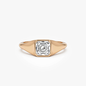 Bague de fiançailles en diamant de laboratoire de qualité supérieure, taille Asscher, 1 carat, avec anneaux de luxe - Product Image 3