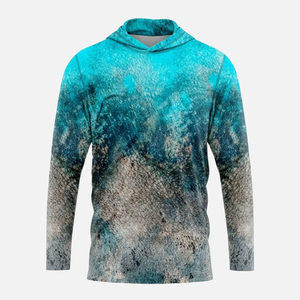 Long Sleeve Fishing Shirt with Hood UPF 50+ <b>UV</b> <b>Protection</b> Quick Dry Breathable Sun <b>Protection</b> Fishing <b>Hoodie</b> OEM ODM - Product Image 3