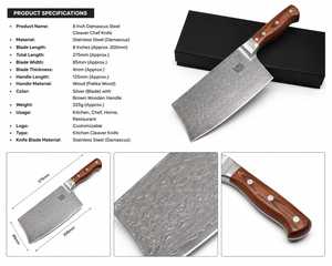 Cuchillo de carnicero LEGACY BLADES de acero de Damasco hecho a mano, afilado como una navaja, con mango de madera, para cocina, fabricante OEM ODM - Product Image 5