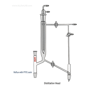 หัวกลั่นแบบรีฟลักซ์ปรับได้พร้อมก๊อก PTFE สำหรับใช้งานในสุญญากาศและแรงดัน - Product Image 2