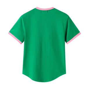 AKA เสื้อเชิ้ตเฮนลีย์พรีเมี่ยมสีเขียวสีชมพู เสื้อเชิ้ตผู้หญิง กระดุมหน้า แขนสั้น ลำลอง แฟชั่นกรีก - Product Image 2