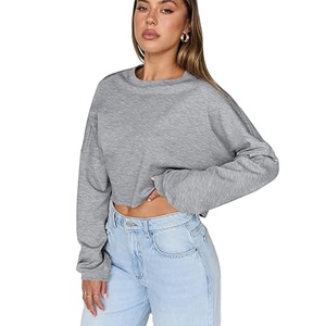 Sudaderas Cortas de Moda para Mujer, Ropa Urbana de Fabricante, Talla Personalizada, 100% Algodón Felpa, Manga Larga, Logotipo Personalizado - Product Image 1