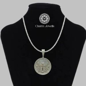 Charm_Jewells - Collar Unisex con Colgante de Bola de Moissanita de Plata 925, Chapado en Oro, Temática Religiosa, Certificado IGI, Estilo Hiphop, Regalo - Product Image 1