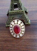 Vintage <b>Cocktail</b> <b>Ring</b> Green Doublet Center Prong Setting Silver Floral Classic Unisex Jewelry Gift July Birthstone <b>Gold</b> Plated - Product Image 6