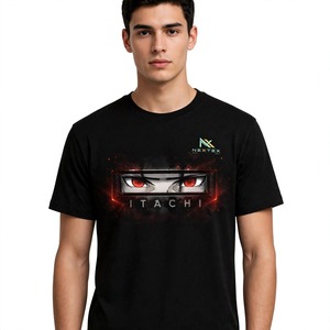 T-shirt graphique personnalisé Red Eye Anime Ninja pour homme, col rond, art fantastique sombre, logo brodé, vente en gros usine OEM - Product Image 2