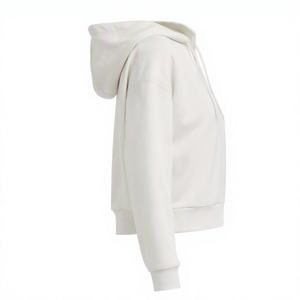 Sudadera con capucha corta de felpa francesa gruesa para mujer, con cremallera, lisa, con logo personalizado, al por mayor - Product Image 5