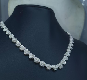 Luxury Heart Shape Moissanite Tennis Necklace Diamond Look Hip Hop Jewellery <b>Iced</b> Out <b>Chain</b> Romantic Gift - Product Image 3