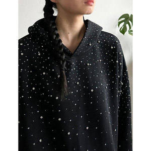 Ensemble de survêtement en molleton de coton avec strass, logo personnalisé, sweat à capuche zippé, pantalon baggy, ensemble de survêtement délavé à l'acide, tenue de sport complète - Product Image 6