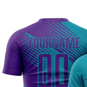 เสื้อฟุตบอลชายแบบซับลิเมชั่นสั่งทำพิเศษ เนื้อผ้าโพลีเอสเตอร์ระบายอากาศ คอเสื้อแบบสั้น แขนสั้น พิมพ์ชื่อทีม เสื้อยืดซับลิเมชั่นไร้ตะเข็บ - Product Image 2