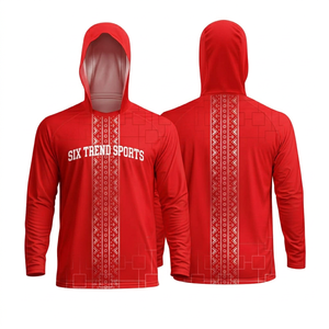 เสื้อฮู้ดแขนยาวสีแดงสำหรับผู้ชาย Six Trend Sports แห้งเร็ว ทรงสปอร์ต พิมพ์ลายด้วยเทคนิค Sublimation Transfer Print - Product Image 1