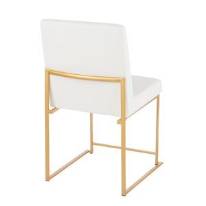 Set di 2 Sedie da Pranzo Fuji Contemporanee con Schienale Alto in Ecopelle Oro e Bianca, Design Moderno ed Elegante - Product Image 4