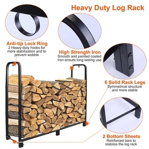 1pc Heavy Duty 2500LBS Iron Firewood <b>Log</b> Rack 4.03ft Pile Lumber <b>Storage</b> Holder for Fireplace Firepit <b>Wood</b> Lumber <b>Storage</b> - Product Image 2
