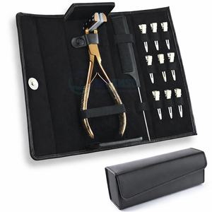 High Quality Tape-In Hair Extension <b>Pliers</b> Kit Stainless Steel Waterproof Black Tools <b>Set</b> with Sectioning Clips Tail Comb - Product Image 3