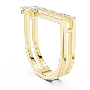 Anillo Abierto Moderno con Diamante Cultivado en Laboratorio, Oro Amarillo, Diamante Marquise, Anillo Contemporáneo para Boda, Aniversario o Fiesta - Product Image 3