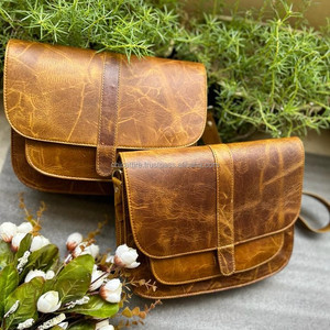 กระเป๋าถือหนังครันช์หนังแท้ทำด้วยมือแท้แบบเต็มรูปแบบมีสไตล์สำหรับผู้หญิงกระเป๋าสะพายไหล่แบบย้อนยุคใช้ในสำนักงานทำจากหนังแท้ - Product Image 3