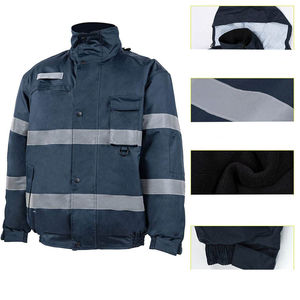 Reflective Safety Hi Vis Jacket Men's Waterproof Polyester Workwear Zipper Hooded Regular Fit with Pockets for Construction - Product Image 4