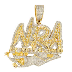 Colgante Personalizado NRA 'No Rats Allowed' con Diamantes Iced Out, Chapado en Oro, Estilo Hiphop, Plata 925, con Diamantes Moissanita VVS - Product Image 5