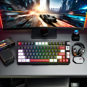Teclado mecánico personalizado con interruptor rojo, batería de 4000mAh inalámbrica para Bluetooth, 79 teclas, teclado, teclas mecánicas - Product Image 4