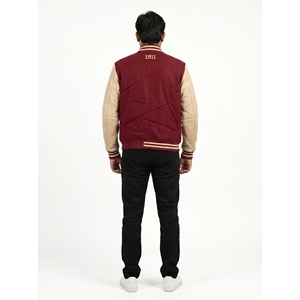 Chaqueta Varsity Personalizable para Hombre, de Lana y Cuero, Estilo Asimétrico Vanguardista, con Cierre, Talla 3XL, OEM - Product Image 2