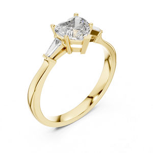 Anillo Solitario de Oro Rosa de 14K con Corazón y Diamante Cultivado en Laboratorio con Corte Baguette Personalizado para Mujer |   Boda |   Diamante Cultivado Nuevo - Product Image 6