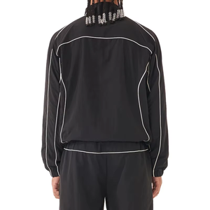 Customized Logo Men's Black Nylon Windbreaker Set Full <b>Zip</b> <b>up</b> <b>White</b> Piping Oversized Tracksuit for Mens - Product Image 4