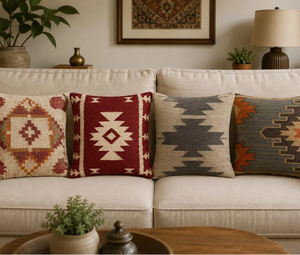 Handmade Southwestern Kilim <b>Pillow</b> Covers <b>Set</b> of 4 Wool Jute Cotton Boho Throw Cushions Rustic Farmhouse Sofa Bedroom Decor - Product Image 1