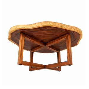 Mesa de Centro de Madera Maciza de Suar Contemporánea de Primera Calidad, Borde Natural, Hecha a Mano, Diseño Orgánico Moderno con Vetas Únicas - Product Image 2
