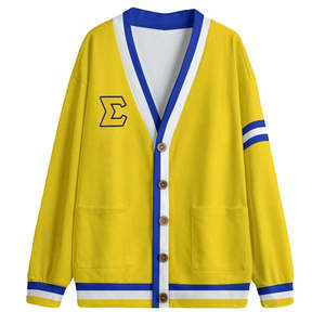 เสื้อคาร์ดิแกนคอวีสีเหลืองแบบสั่งทำพิเศษสำหรับผู้ชาย แขนยาว ผ้าขนสัตว์ผสม หนา กันยับ ติดกระดุมด้านหน้า มีกระเป๋า เหมาะสำหรับใส่ในฤดูหนาว - Product Image 1