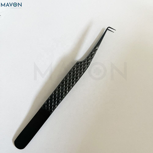 Pinces professionnelles pour extensions de cils en acier inoxydable non magnétique avec poignée confortable, logo personnalisé, usage en salon - Product Image 4