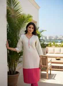 Conjunto de Kurta y Pantalón Largo Recto para Mujer, Ropa Étnica Elegante para Fiestas, Uso Diario Indio-Pakistaní para Ocasiones Especiales - Product Image 4