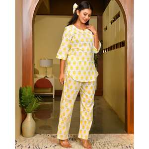 Women's Soft Lemon <b>White</b> Cotton Corduroy <b>2</b>-<b>Piece</b> Casual <b>Set</b> with Long Sleeves XS Size - Product Image 6