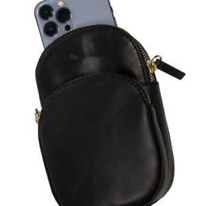 Luxury Black Leather Crossbody Bag for Women Designer Mini Phone Chest Bag with Dual Zip Pocket & <b>Adjustable</b> <b>Strap</b> - Product Image 6