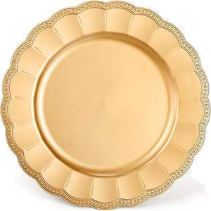 Assiette de présentation dorée haut de gamme – Vaisselle élégante pour mariages, événements et décoration de restaurants - Product Image 1