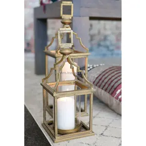 Farol Metálico Cuadrado Hecho a Mano con Acabado Dorado, Arte Moderno Único para Decoración de Bodas, Fiestas, Hogar y Hoteles Boutique, Zahid Exports - Product Image 2