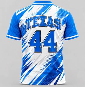 Maillot de sport personnalisé en polyester imprimé par sublimation bleu et blanc, à manches courtes, unisexe, pour adultes, tailles XS-XXL - Product Image 2