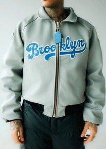 FLY GEENIUS X VANSON |   Chaqueta bomber |   BROOKLYN-PEARL GREY Ropa Urbana Sólida de Cuero Ecológico Resistente al Viento - Product Image 5