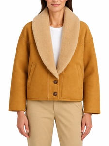 High Quality Women's Shearling Blazer Coat With <b>Shawl</b> Collar And Button Closure - Product Image 1