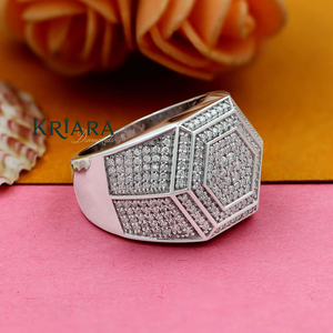 Bague Cocktail Hexagonale en Moissanite pour Homme, Argent 925, Sertissage Pavé Or, Bijoux de Luxe Unisexe - Product Image 5