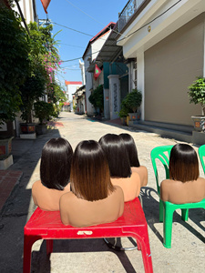 วิกผม 8 นิ้ว SDD แบบตรงสีน้ำตาลปลายตรง พร้อมเชือกผูกผม 2x6 แบบไม่ต้องใช้กาว  ผ้าลูกไม้โปร่งใส ความหนาแน่น 180% ผมแท้ - Product Image 4
