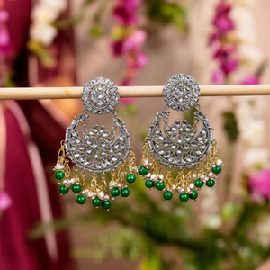 Vintage Kundan Diamond Cuff Hoop Earrings in Brass and Stainless Steel for Wedding - Product Image 3