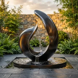 Fuente de Agua Moderna Abstracta de Acero Inoxidable, Escultura de Lujo para Decoración de Jardín Exterior, Hotel, Patio, Resort, Plaza, Entrada - Product Image 3