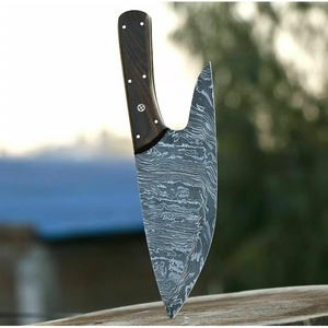 Cuchillo de Chef Profesional Hecho a Mano, Hoja de Acero de Damasco, Mango de Madera Personalizable, Funda de Cuero, Ambidiestro, Apto para Lavavajillas - Product Image 4